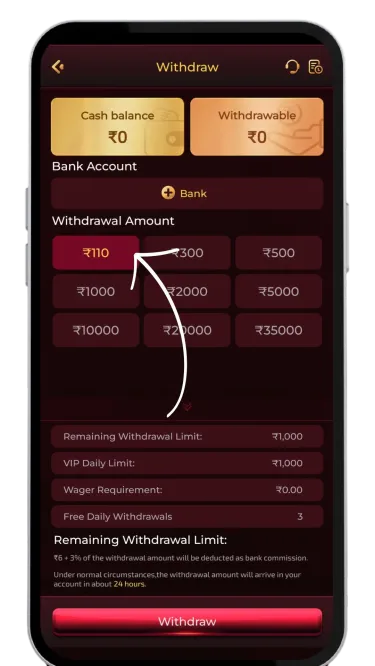 Enter the amount that you wish to withdraw